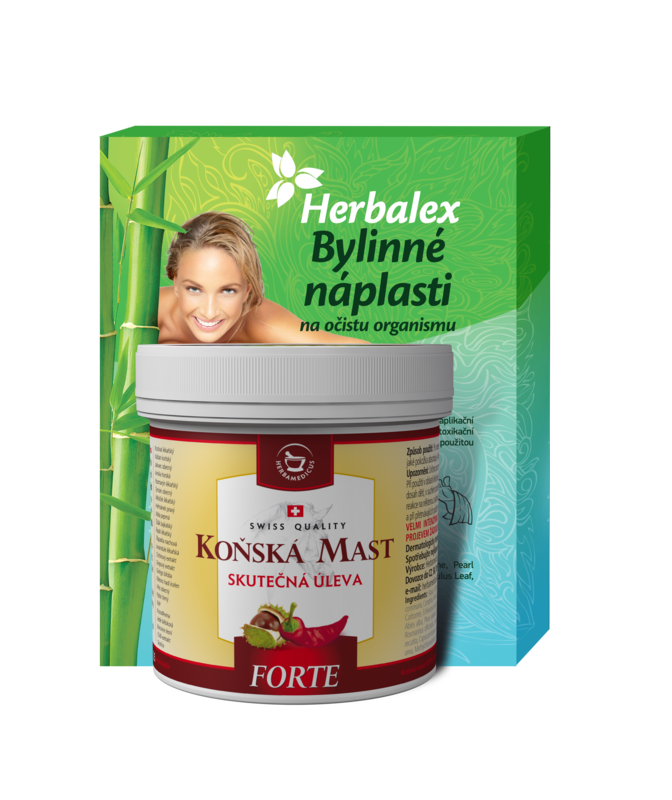Konská masť forte hrejivá 250 ml s príbalom Bylinné náplasti HERBALEX zadarmo