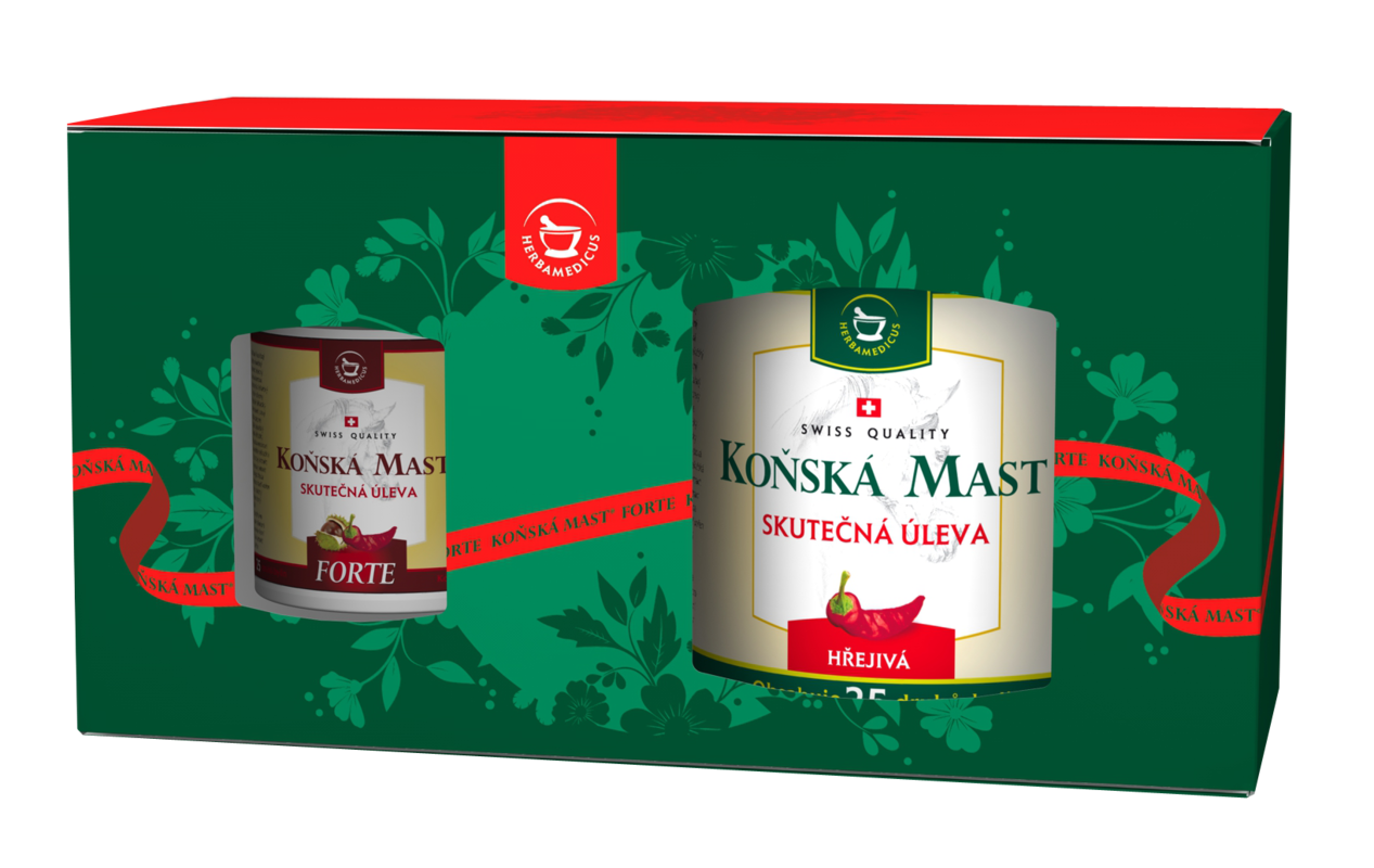 Darčekové balenie Konská masť hrejivá 500 ml + Konská masť forte hrejivá 125 ml ZADARMO